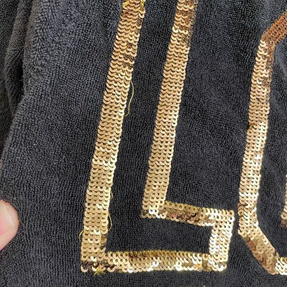 Vintage Y2K PINK Love Pink black zip up gold sequin bling hoodie sweater XS - Picture 6 of 6